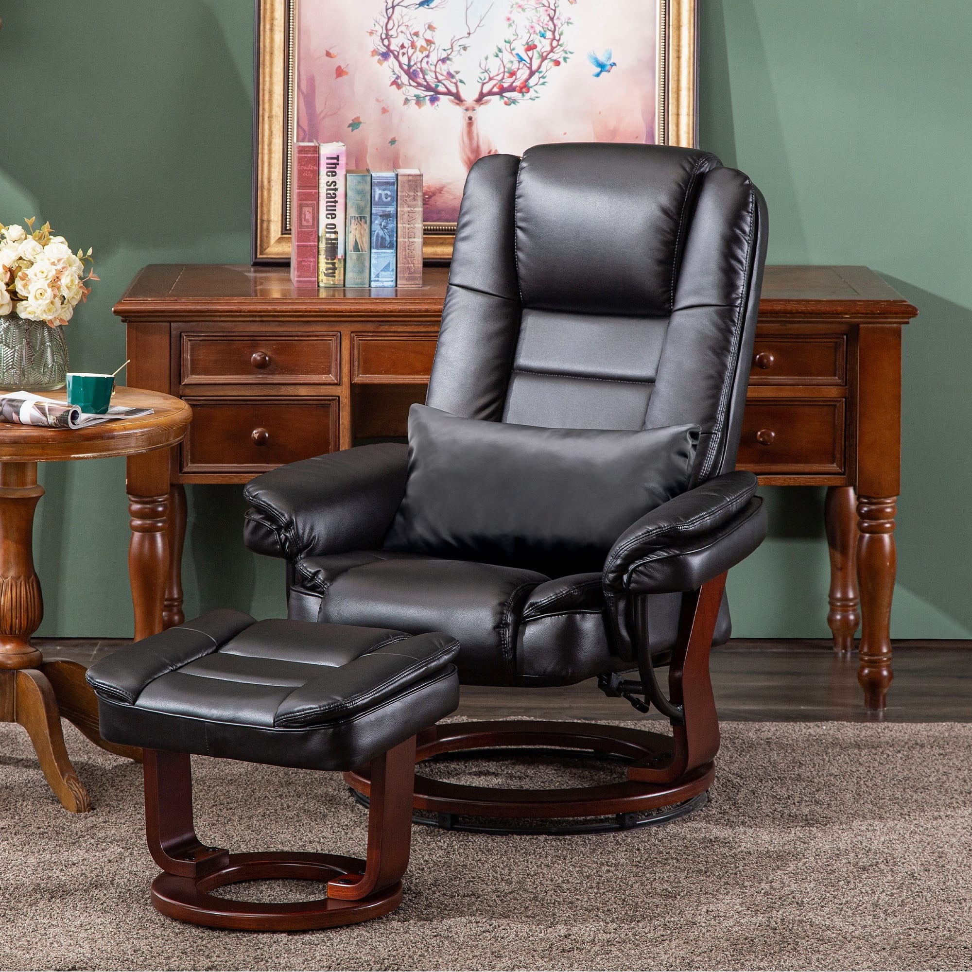 MCombo Swivel Recliner with Ottoman Vibration Massage Lumbar Pillow On Sale Bed Bath Beyond 32513774