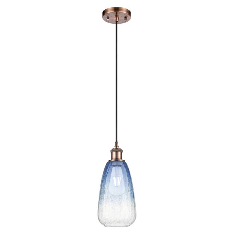 Innovations Lighting Endless Possibilities Ballston - Brookhaven Almond - 1 Light 6" Cord Hung Mini Pendant - Antique Copper/Sapphire Blue