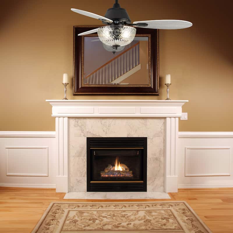 Maisie River of Goods 3-blade 42-inch Modern Indoor Ceiling Fan with Clear Hand-Cut Glass Globe Shade and Remote Control