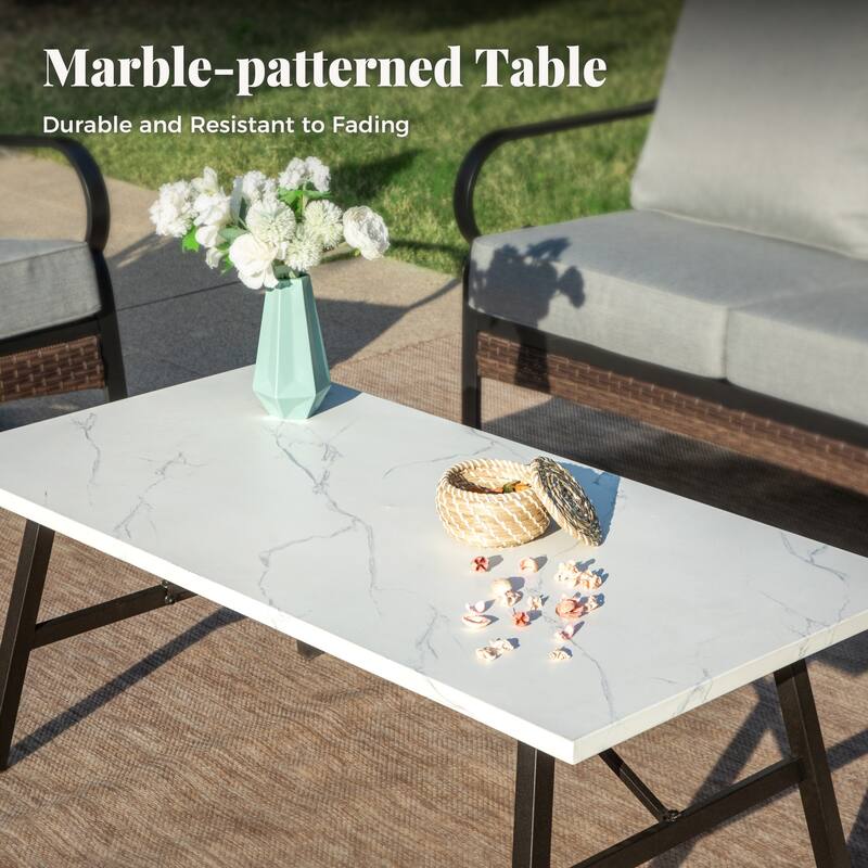 MAISON ARTS 4-Seat Patio Conversation Sets with 2 Rocking Sofa Chairs, 1 Loveseat Sofa and 1 Coffee Table