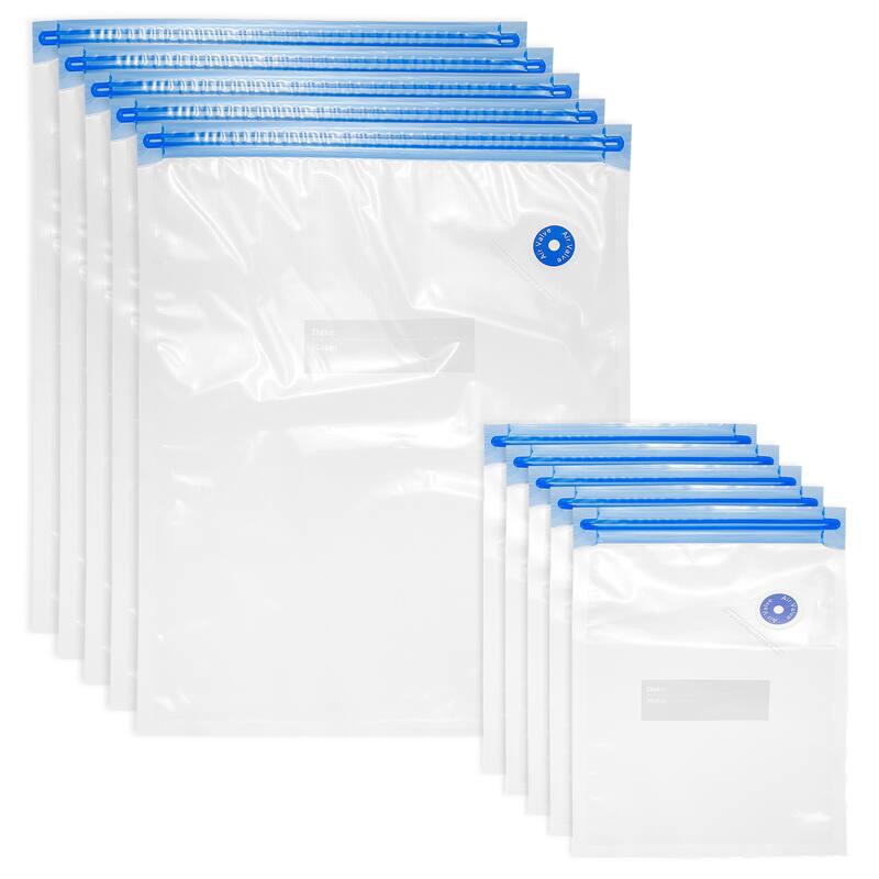 10pcs Sous Vide Bags Reusable Vacuum Food Sealer Bag 22cm x 16cm,50cm x 35cm - White