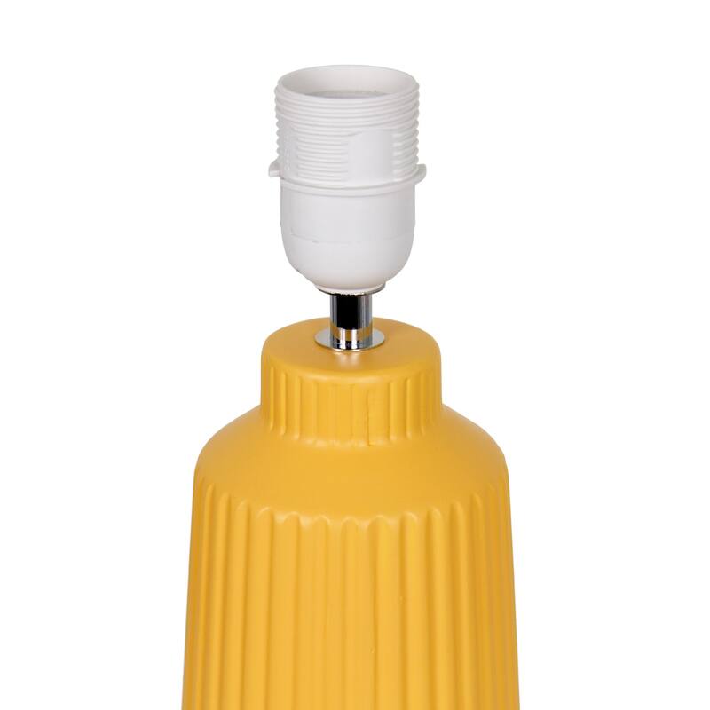 Vertical Grooved Ceramic Table Lamp with Drum Shade - 16" - Yellow