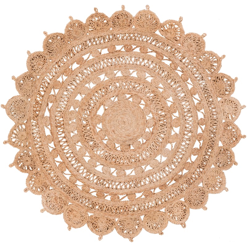 Hand-Woven Darnley Jute Area Rug - 3' Round - Camel
