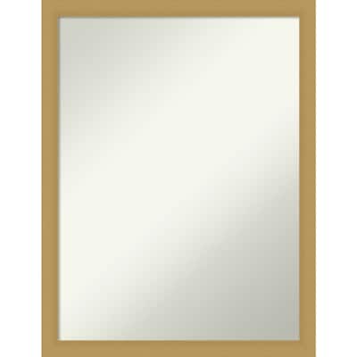Non-Beveled Bathroom Wall Mirror - Grace Brushed Gold Narrow Frame