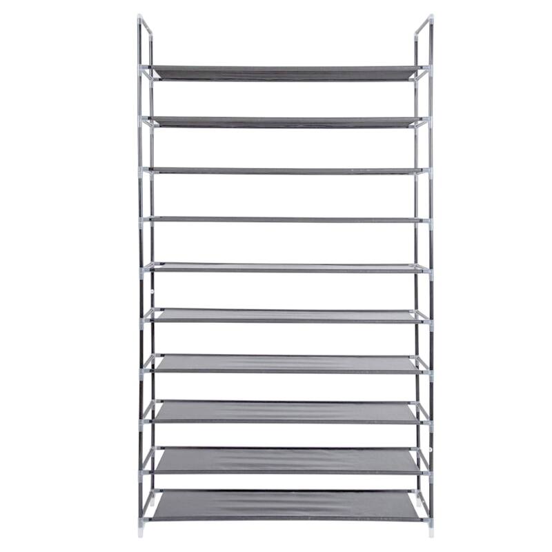 10 Layers Non-woven Fabrics Large Capacity Shoe Rack Gray