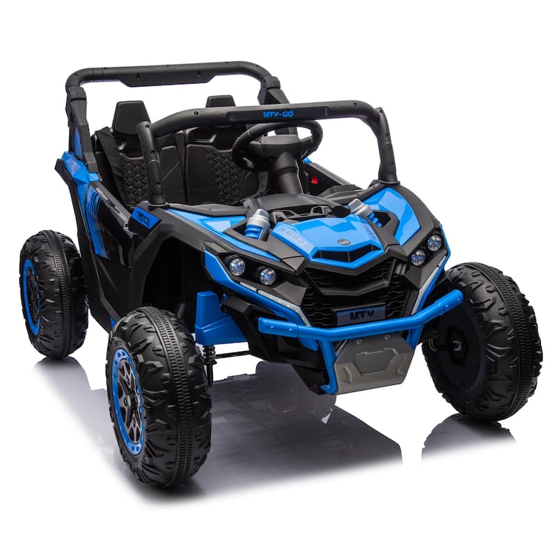 Blue Electric Vehicle for Kids with Parent Remote Control, Ride on Car with Seat Belt, Off-Road Vehicle with Battery Indicator