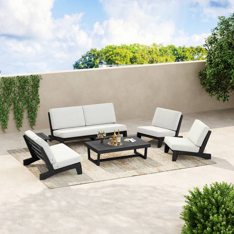 8-Piece Outdoor Sofa Set with Loveseat, 2 Club Chairs & Matching Tables