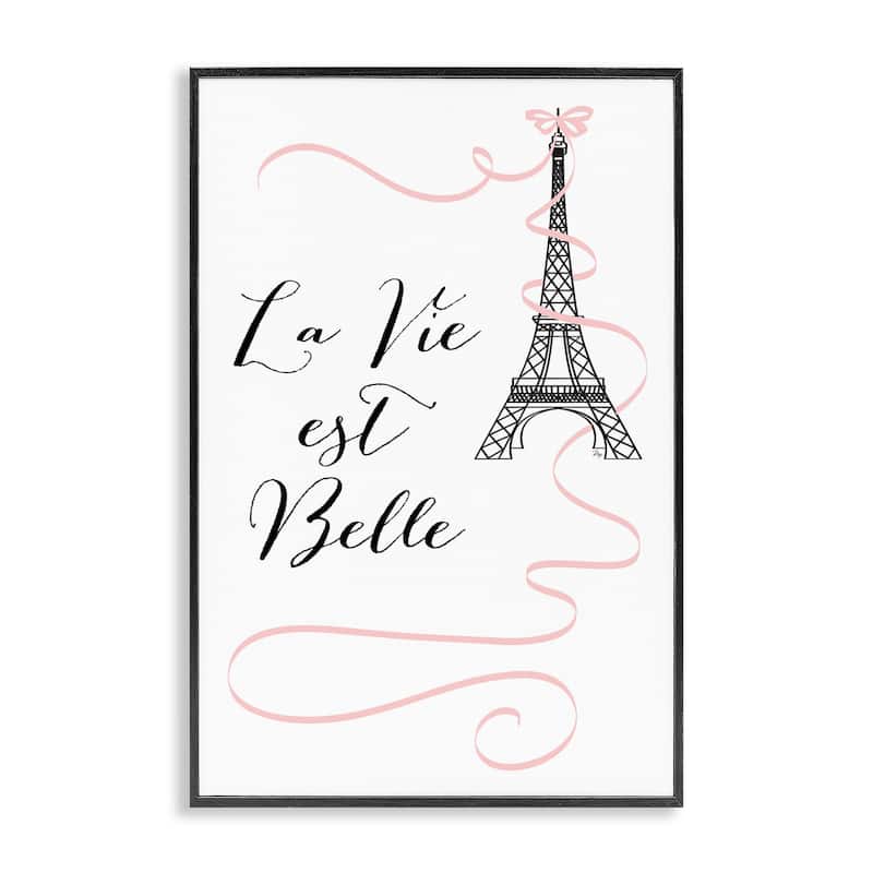 Stupell Life Is Beautiful French Phrase Framed Giclee Art Design By Martina Pavlova - 20 x 30 - Black
