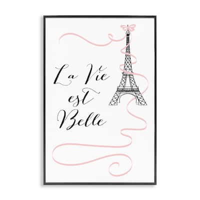 Stupell Life Is Beautiful French Phrase Framed Giclee Art Design By Martina Pavlova