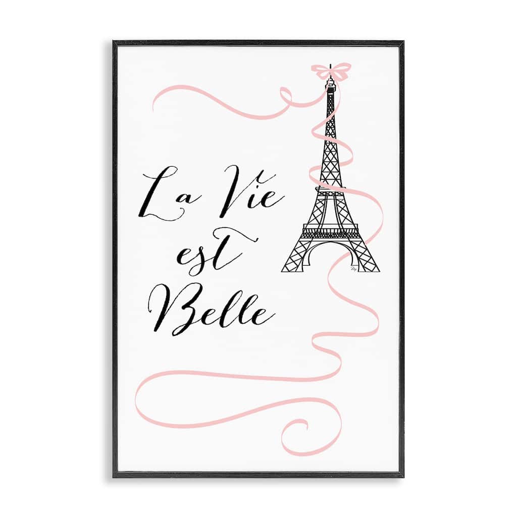 Stupell Life Is Beautiful French Phrase Framed Giclee Art Design By Martina Pavlova