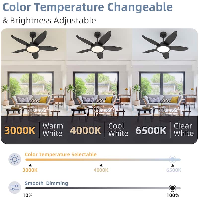 42-inch Eye-Protecting Light Source Walnut-Coloured Fan Blades High Airflow Plug-and-Play Fan Blades ABS Ceiling Fan Light