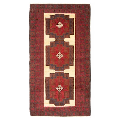 ECARPETGALLERY Hand-knotted Baluch Cream Wool Rug - 3'6 x 6'7