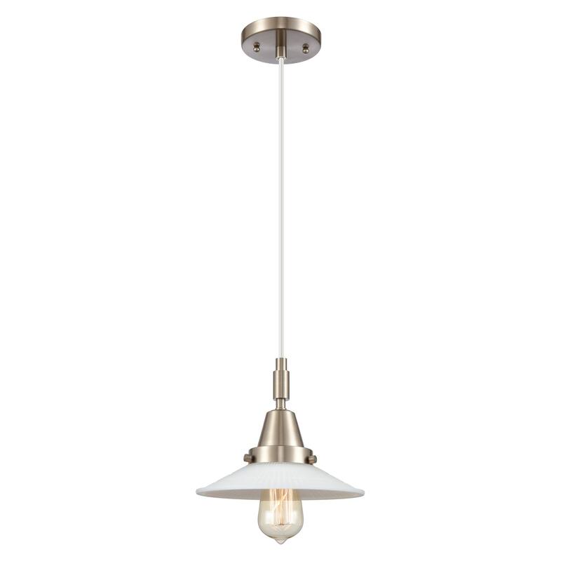 Innovations Lighting Downtown Urban - Caden Halophane - 1 Light 9" Cord Hung Mini Pendant - Matte White Halophane Shade/Brushed Satin Nickel