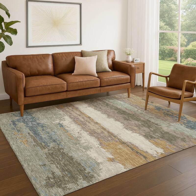 Machine Washable Indoor/ Outdoor Modern Buena Chantille Rug