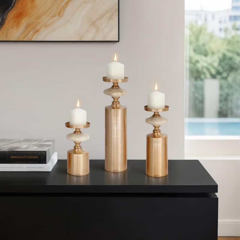 Modern Decorative Candle Holders with Silhouettes- Set of 3 - 9" - 12"