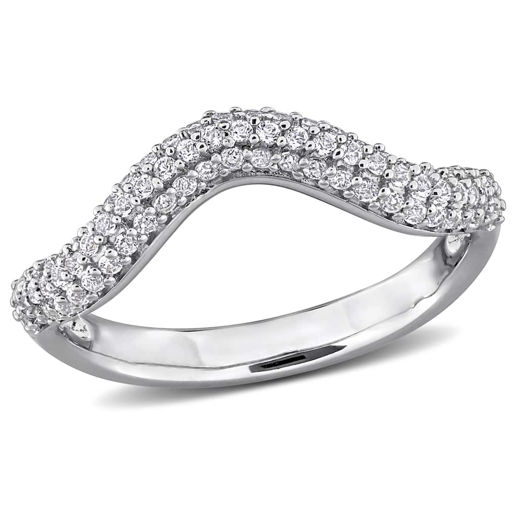 Miadora 3/8ct TGW White Topaz Curved Ring Sterling Silver