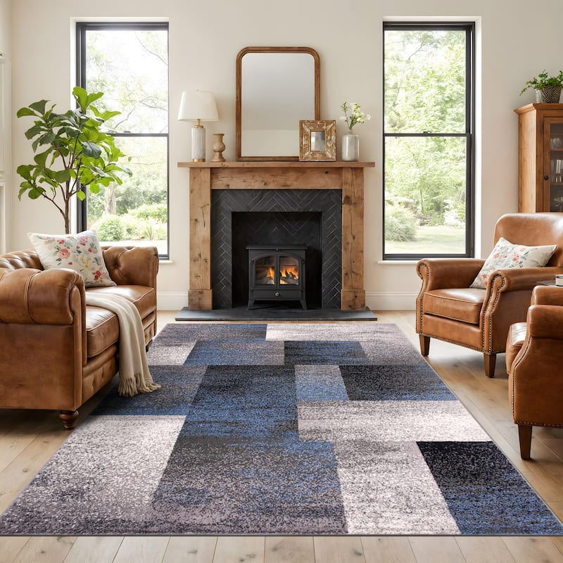 World Rug Gallery Modern Geometric Boxes Area Rug