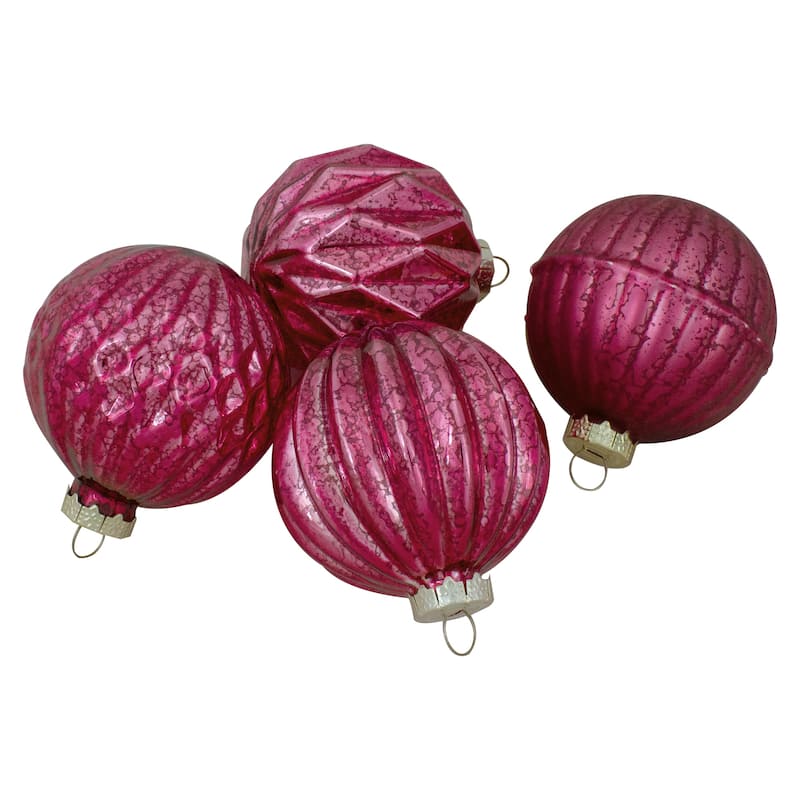 12ct Mercury Glass Style Glass Christmas Ornament Set 3"