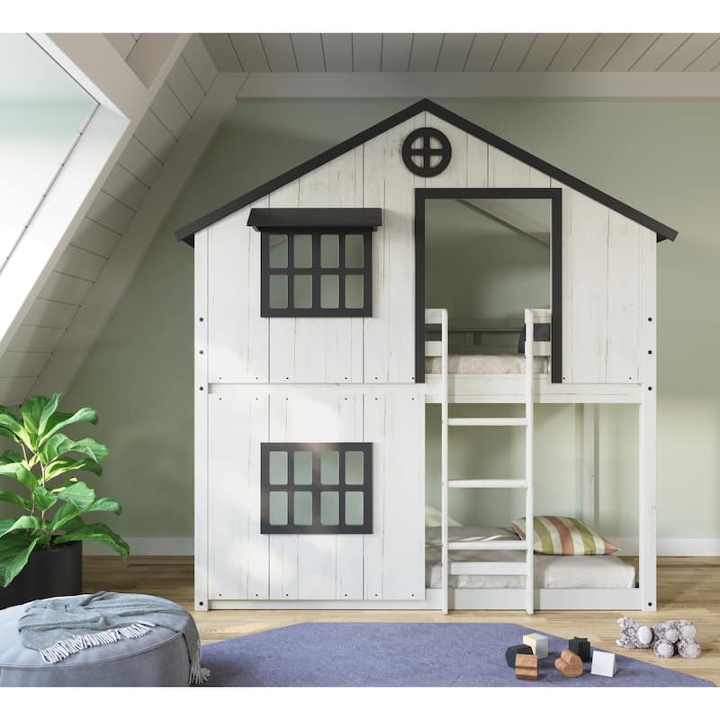 Modern Farmhouse Twin Over Twin Bunk Bed