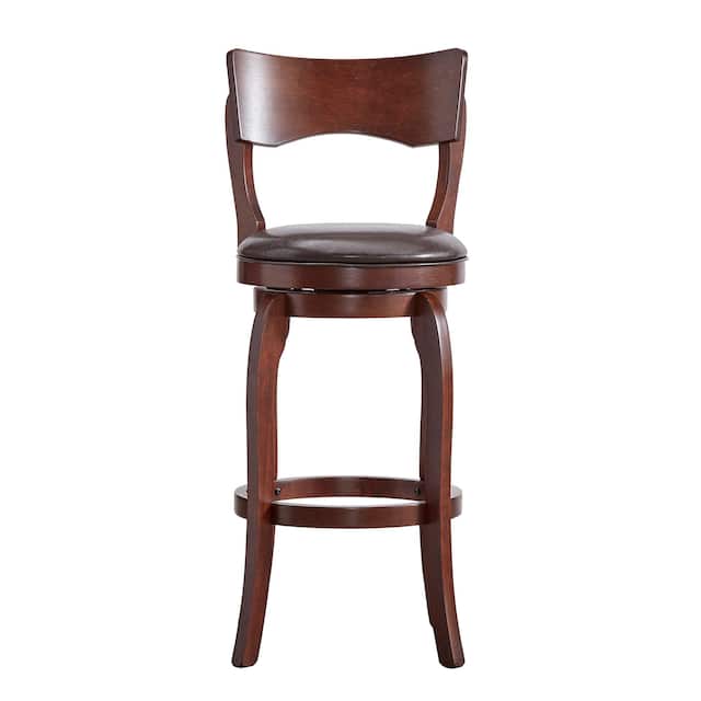 Verona Swivel 29-inch High Back Bar Stool by iNSPIRE Q Classic.. - Brown Faux Leather -Curved