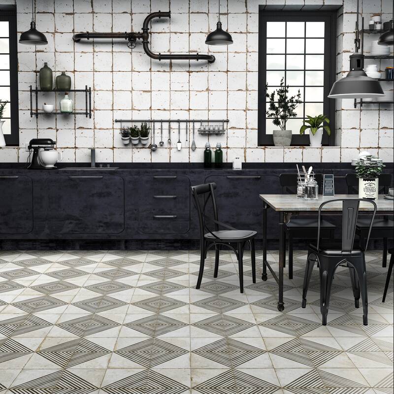 Merola Tile Kings Rombos Nero 17-5/8" x 17-5/8" Ceramic Floor and Wall Tile