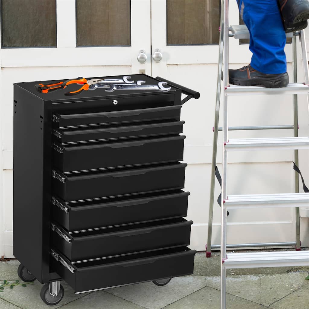 7 Drawer Metal Rolling Tool Cabinet with Wheels and Cylinder Locking