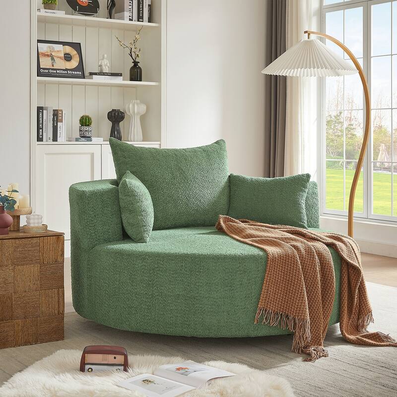 Swivel Barrel Chair with 3 Pillows