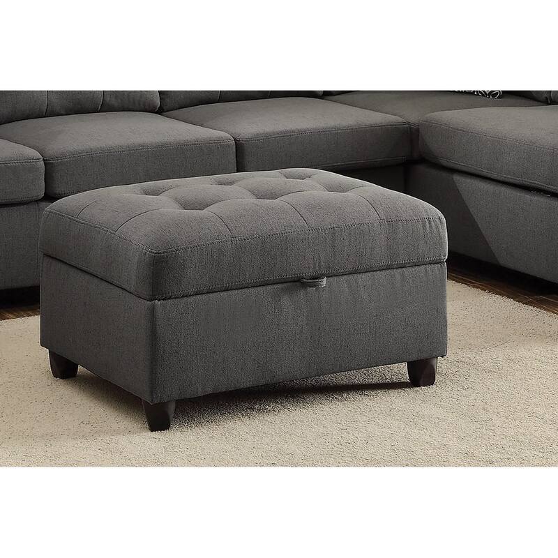 Tufted Fabric Upholstered Storage Ottoman, Gray