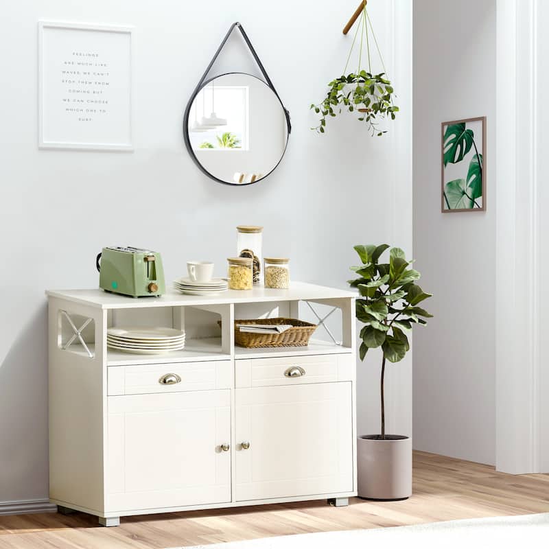 Buffet Coffee Bar Cabinet with Large Tabletop, Adjustable Shelves, and Anti-Tipping Design for Kitchen, Coffee Bar, Dining Area