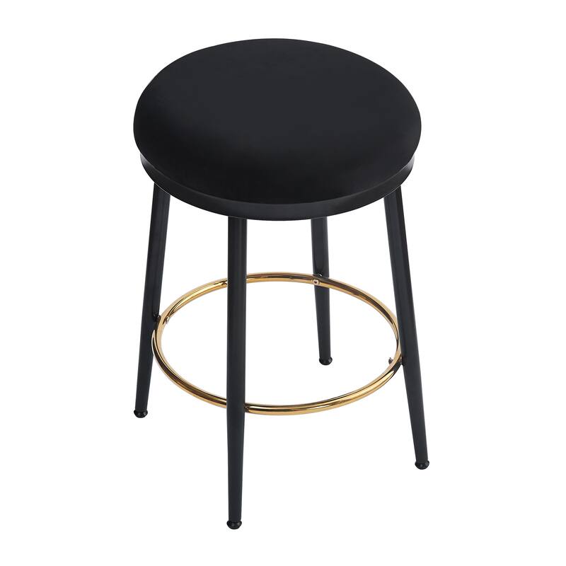 Altrium Modern Upholstered 24.75-Inch Round Backless Counter Stools with Iron Frame (Set of 4) by Christopher Knight Home