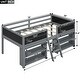 preview thumbnail 3 of 16, Twin Low Loft Bed with Movable Shelves and Chalkboard Guardrail