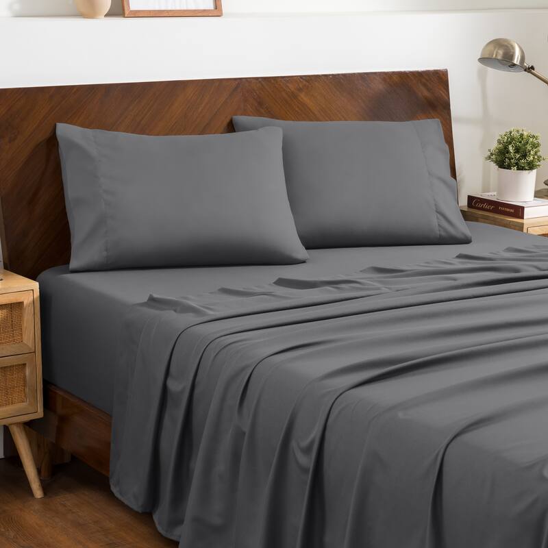 Bare Home Microfiber Sheet Set with Envelope Pillowcases - California King - Grey