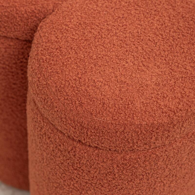 SEYNAR Modern Glam Teddy Velvet Flower Shape Storage Ottoman