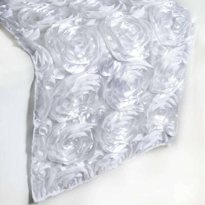 Ribbon Rosette Table Runner White - 14" x "108
