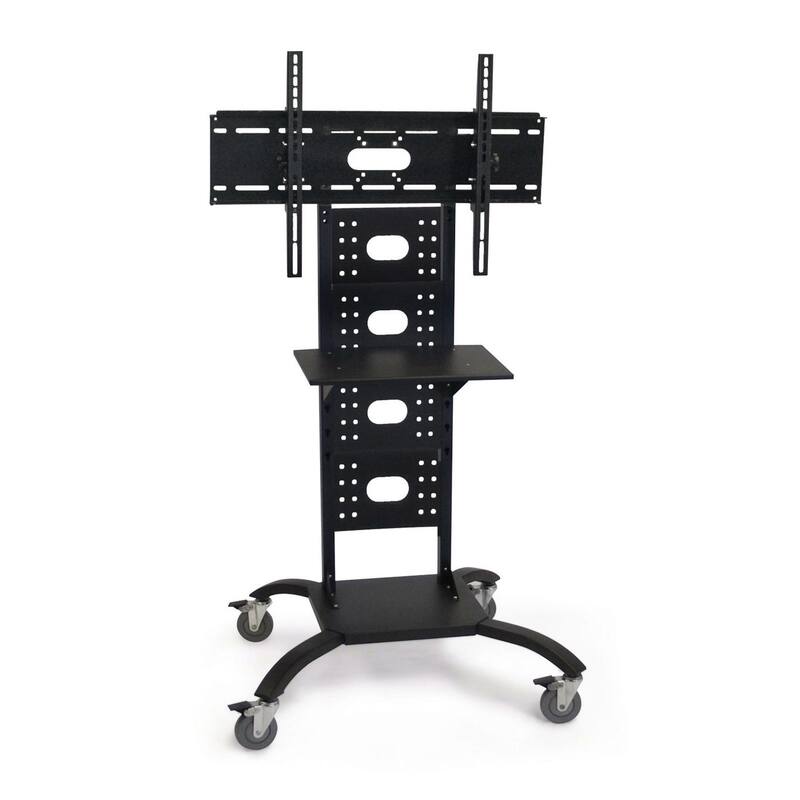 Mobile Flat Screen TV Stand Cart with Shelf and Universal Mounting Bracket - 28 x 7 x 48 inches - Black