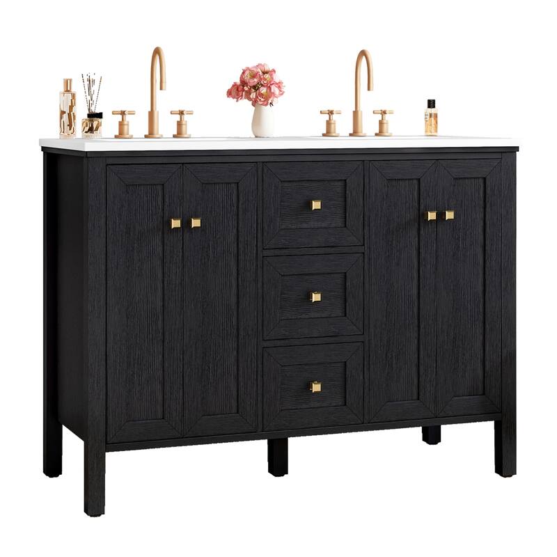 Moasis 47" Double Bathroom Vanity with Sink Set - Black