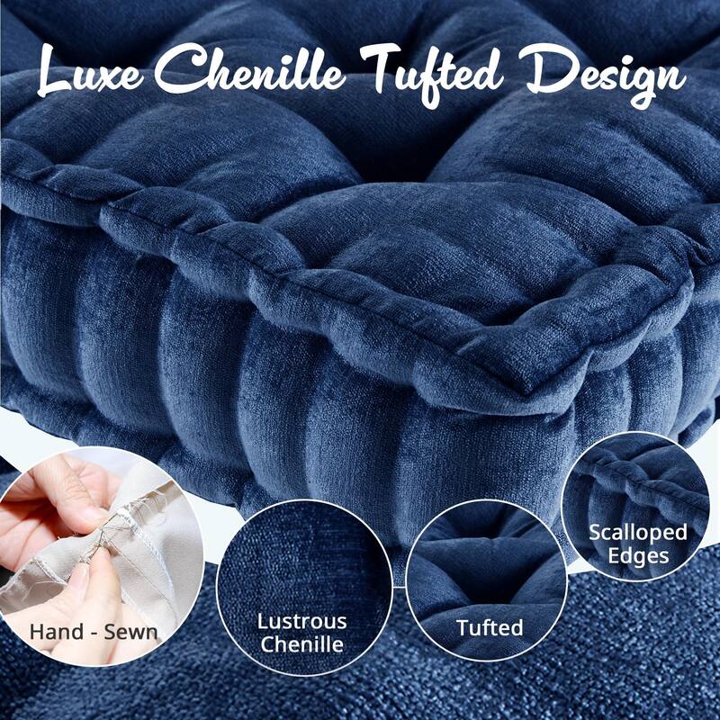 Intelligent Designs Charvi Poly Chenille Square Floor Pillow Cushion