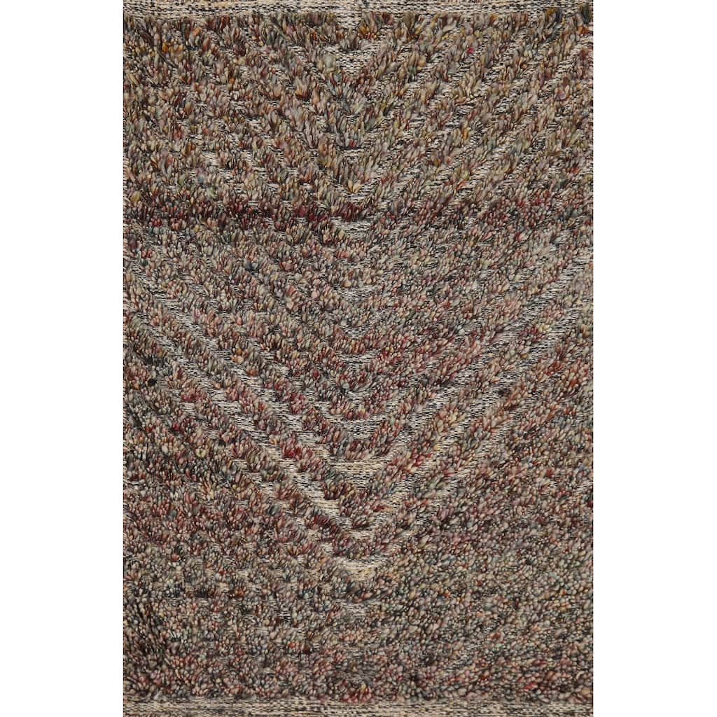 Chevron Style Moroccan Foyer Rug Handmade Multi-Color Wool Carpet - 2'0"x 3'0"