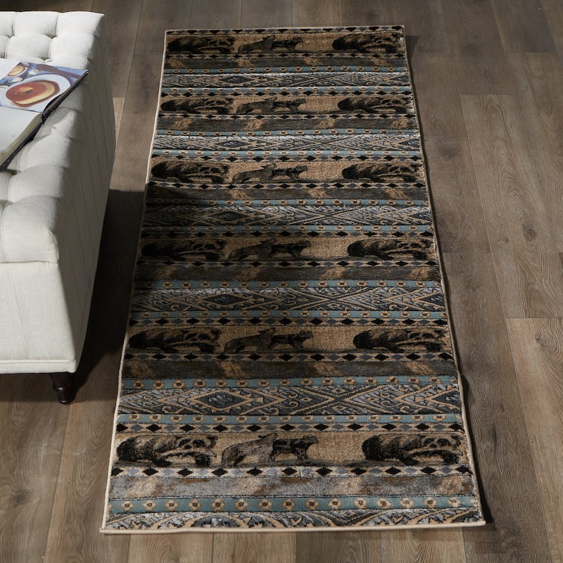 Wild Life Collection Cream/Beige Area Rug - 2'8'' X 8'1'' Runner