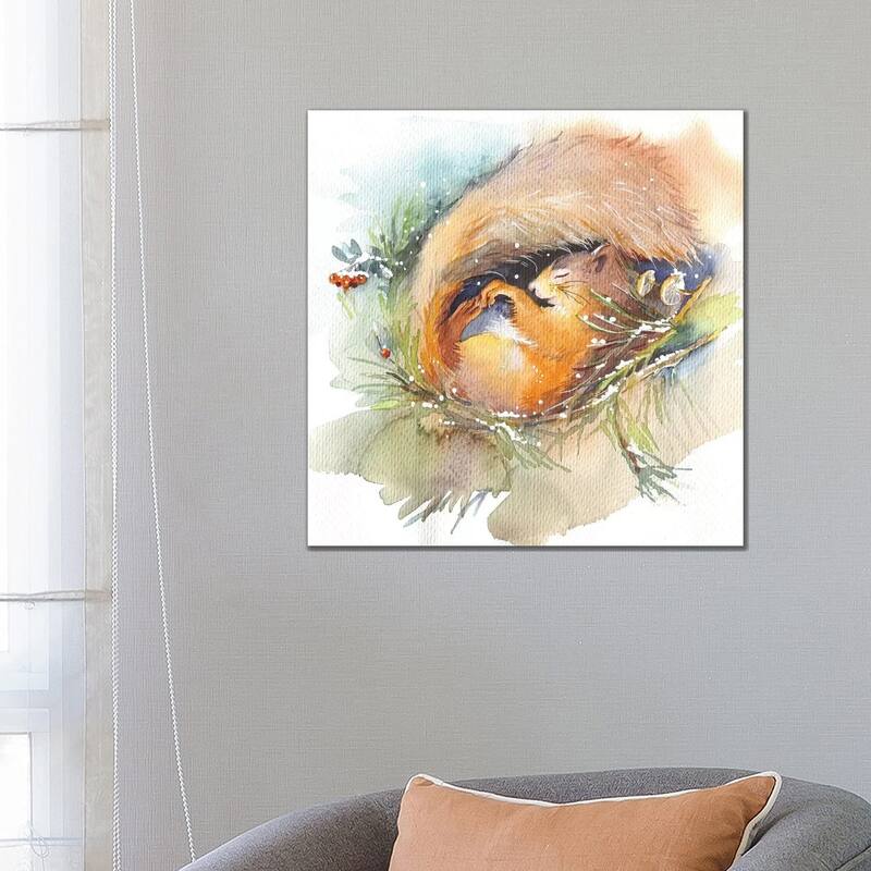 iCanvas "Sleeping Squirrel" by Marina Ignatova Canvas Print - 26x26x1.5