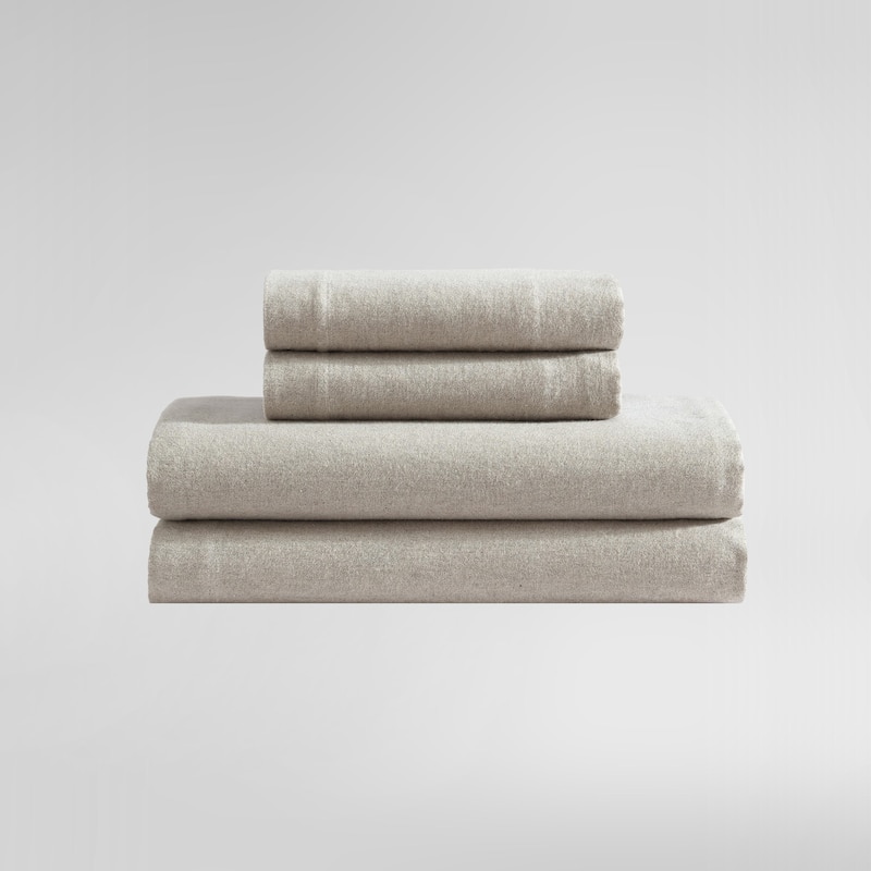 Calvin Klein Melange Cotton Flannel Solid Sheet Set