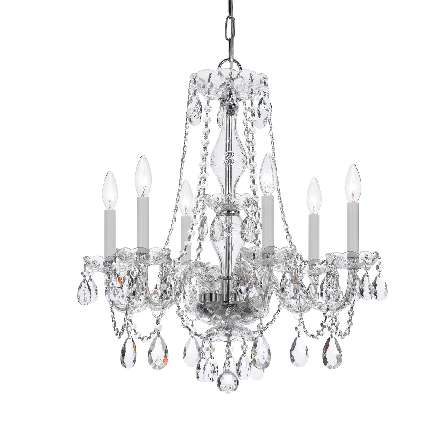 Traditional Crystal 6-light Crystal Chrome Chandelier - 23'' W x 25'' H