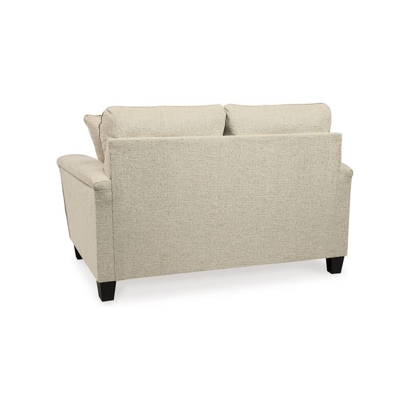 Abin 61 Inch Loveseat, 2 Throw Pillows, Modern Cream Chenille Polyester