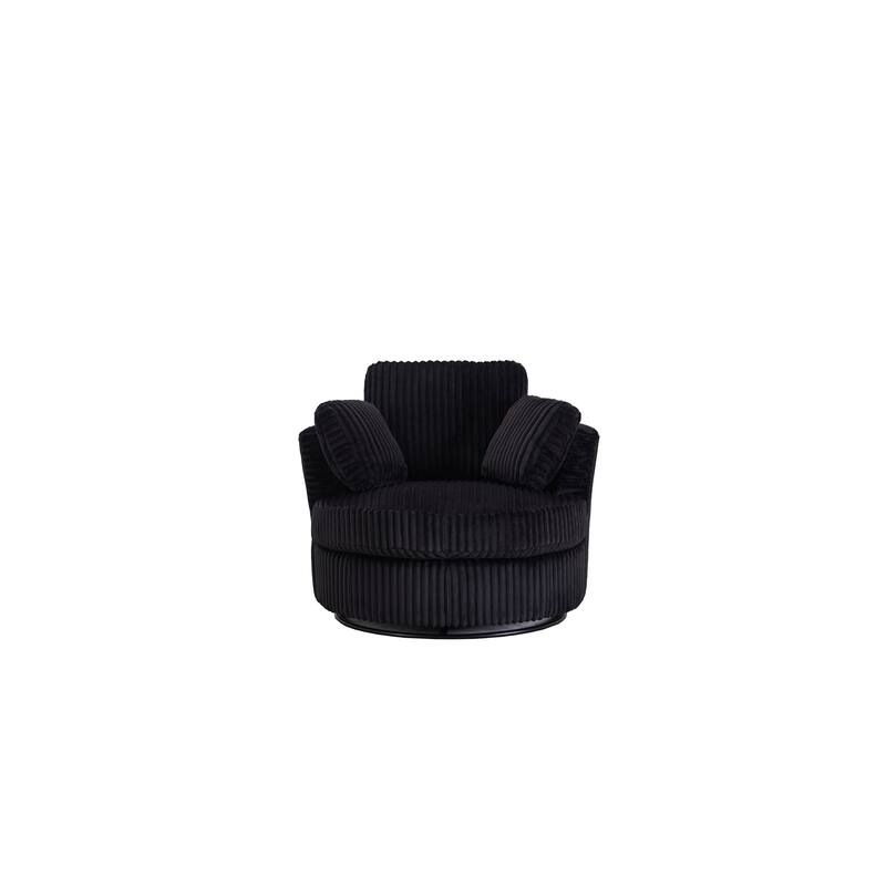 Corduroy 360° Swivel Barrel Chair with 4 Pillows and 400lb Weight Capacity