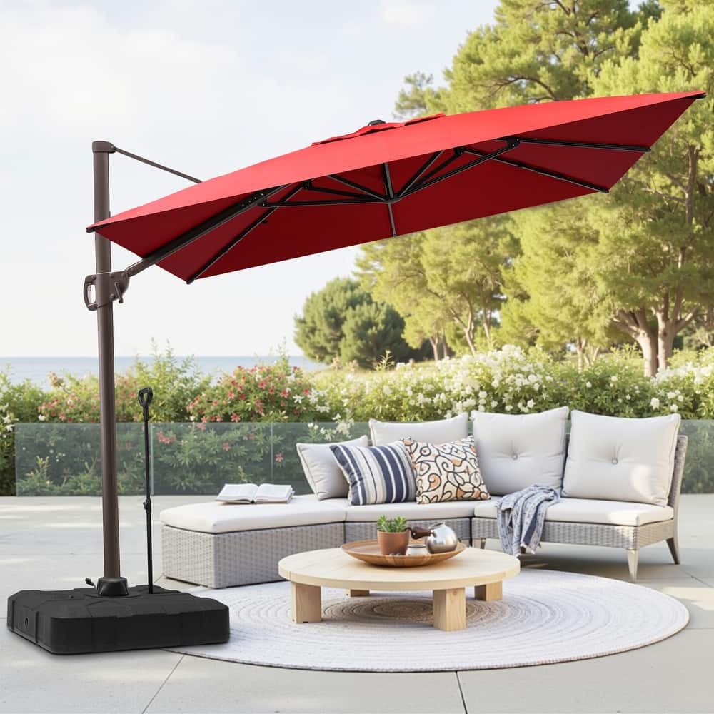 11 x 9 FT Aluminum Outdoor Patio Offset Cantilever Umbrella with Base