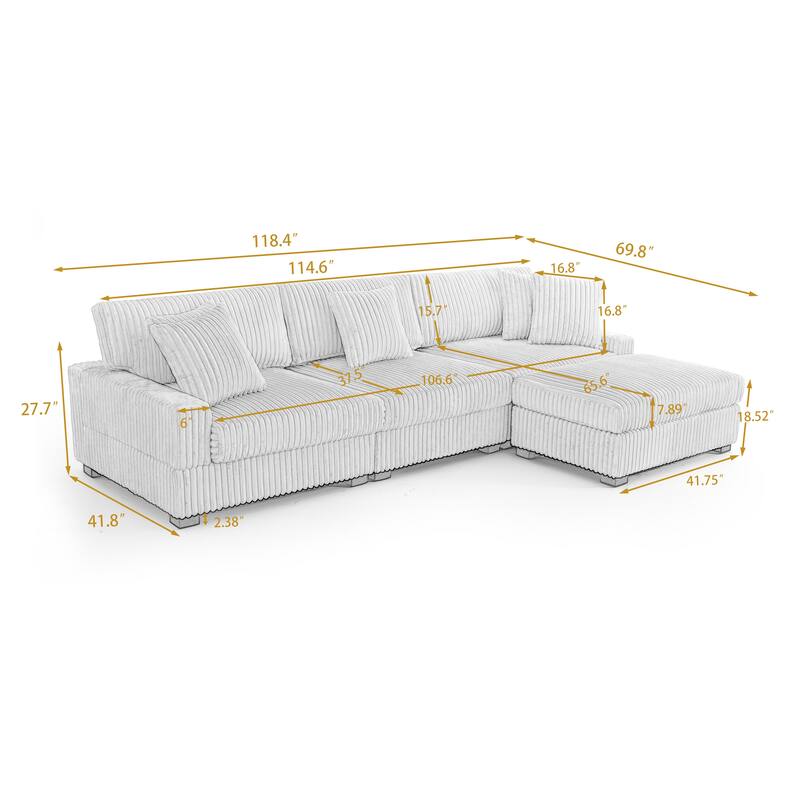 Modular Sectional Sofa Set with Adjustable Headrests and Ottomans