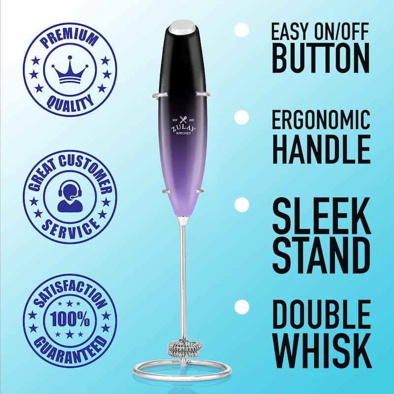 Zulay Kitchen Double Whisk Milk Frother Handheld Mixer