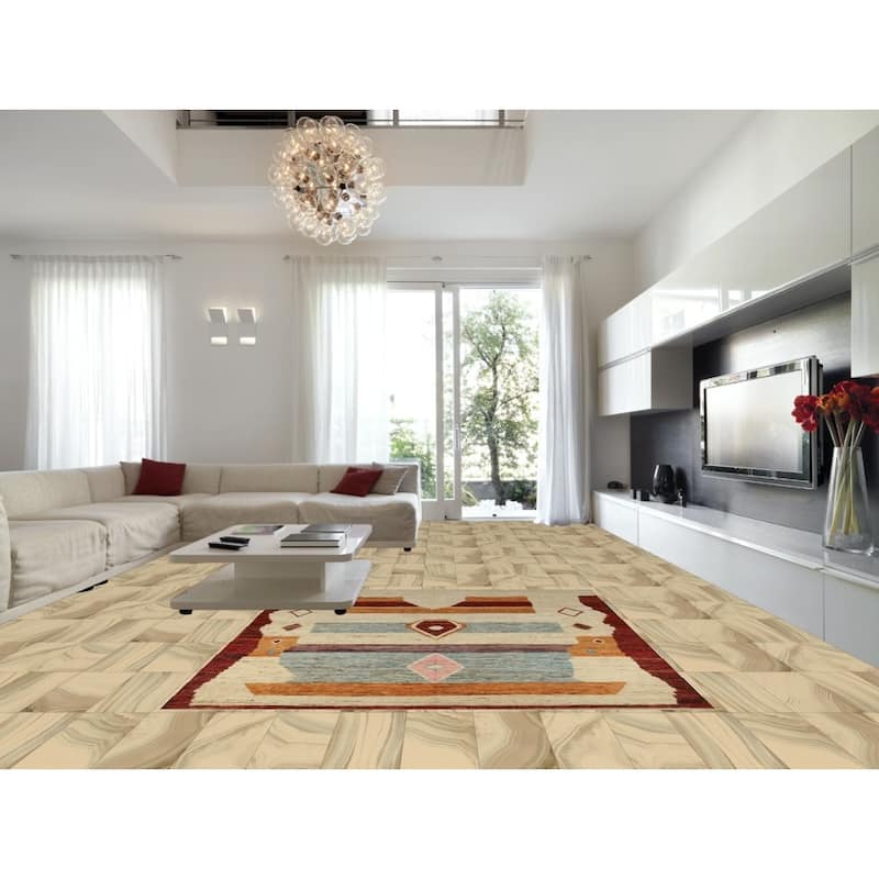 Geometric Moroccan Oriental Rug Hand-Knotted Bedroom Wool Carpet - 8'2" x 9'8"