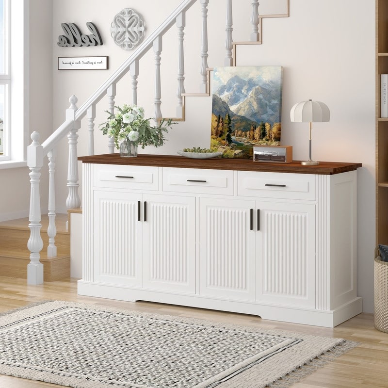 63" Sideboard Buffet Cabinet with Storage and Adjustable Shelves for Stylish Home Organization