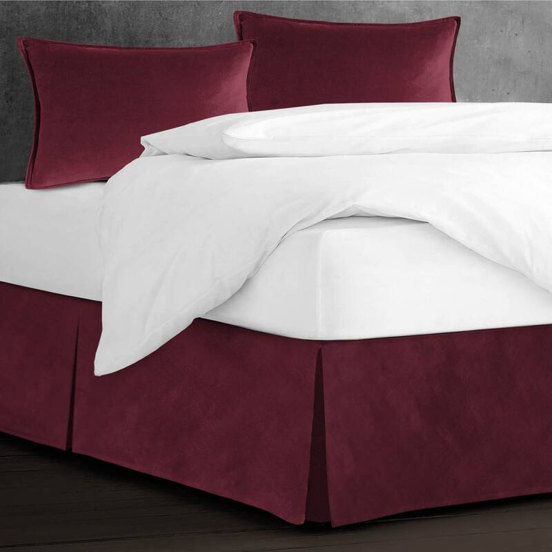6ix Tailors Cascade Velvet Merlot Bed Skirt 15" drop